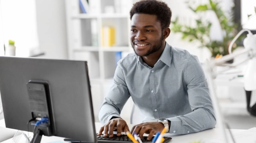 student walking on campus 